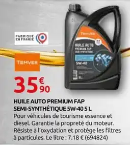 Rural Master TEMVER HUILE AUTO PREMIUM FAP offre