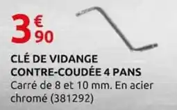 Rural Master CLÉ DE VIDANGE CONTRE-COUDÉE 4 PANS offre