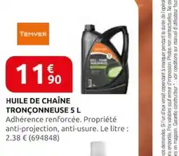 Rural Master TEMVER Huile de chaîne tronçonneuse offre