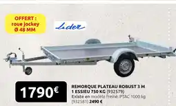 Rural Master Lider remorque plateau robust 3 m 1 essieu 750 kg offre
