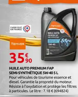 Rural Master Temver huile auto premium fap semi-synthétique 5w-40 offre