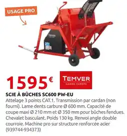 Rural Master Temver scie à bûches sc600 pw-eu offre