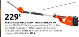 Rural Master Taille-haies perche à batterie 120 itk4-h nu offre