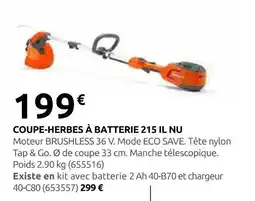 Rural Master Husqvarna coupe-herbes à batterie 215 il nu offre