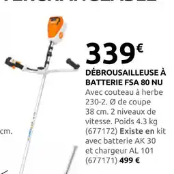 Rural Master Débroussailleuse à batterie fsa 80 nu offre