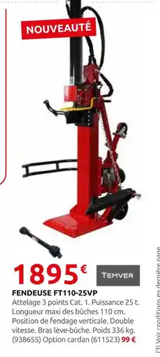Rural Master Temver fendeuse ft110-25vp offre