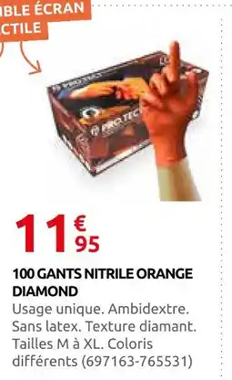 Rural Master 100 gants nitrile orange diamond offre