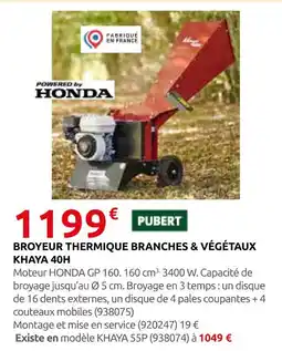 Rural Master Pubert broyeur thermique branches & végétaux khaya 40h offre