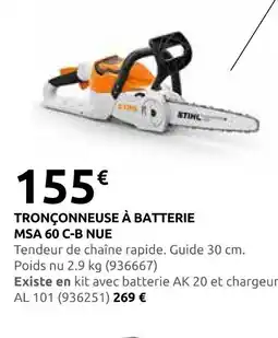 Rural Master Stihl tronçonneuse à batterie msa 60 c-b nua offre
