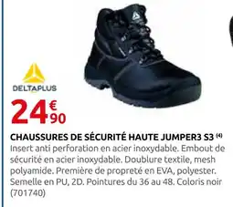 Rural Master Delta plus chaussures de sécurité haute jumper3 s3 offre
