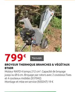Rural Master Temver broyeur thermique branches & végétaux bt60r offre