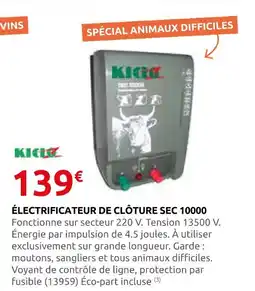 Rural Master Kiclo électrificateur de clôture sec 10000 offre