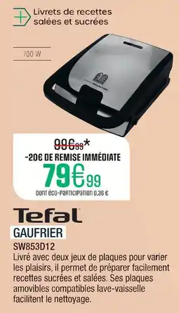 Extra Tefal gaufrier sw853d12 offre