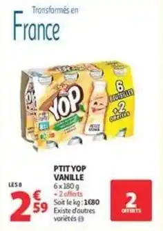 Auchan Yoplait - p'tit yop vanille offre