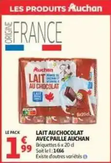 Auchan Auchan - lait au chocolat avec paille offre