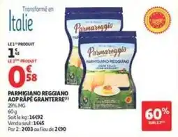 Auchan Parmigiano reggiano aop râpé offre