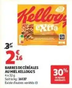 Auchan Kellogg's - barres de céréales au miel offre