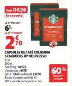 Auchan Starbucks - capsules de cafe colombia offre