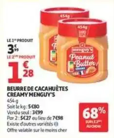 Auchan Menguy's - beurre de cacahuètes creamy offre