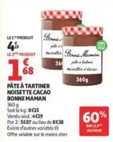 Auchan Bonne maman - pâte à tartiner noisette cacao offre