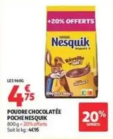Auchan Nestlé - poudre chocolatée poche nesquik offre