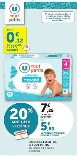 Bi1 U tout petits Couches Essentiel offre