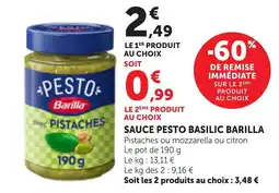 Bi1 Barilla SAUCE PESTO BASILIC offre