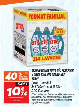 Netto XTRA Lessive liquide Total Déo fraîcheur offre