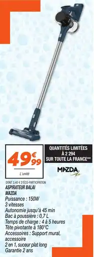 Netto MAZDA ASPIRATEUR BALAI offre