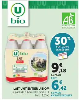 Maximarché U bio LAIT ENTIER offre