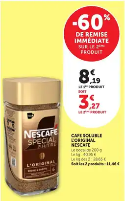 Bi1 NESCAFE CAFE SOLUBLE offre