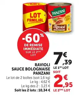 Bi1 PANZANI RAVIOLI SAUCE BOLOGNAISE offre