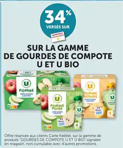 Maximarché U et u bio sur la gamme de gourdes de compote offre