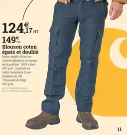 Espace emeraude Blouson coton épais et doublé offre