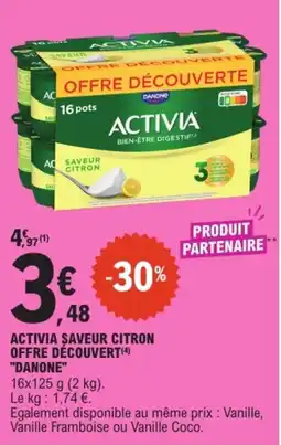 E.Leclerc "DANONE" Activia saveur citron offre découvert offre