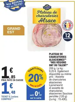 E.Leclerc NOS RÉGIONS ONT DU TALENT Plateau de charcuteries alsaciennes offre