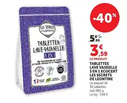 Super U LES SECRETS DE LEONTINE TABLETTES LAVE-VAISSELLE offre