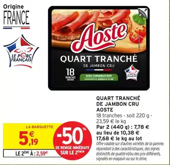 Aoste Quart tranché de jambon cru