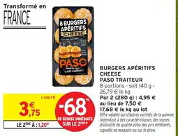 Intermarché Hyper PASO BURGERS APÉRITIFS CHEESE offre