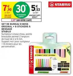 Intermarché Hyper STABILO SET DE BUREAU 8 BOSS ORIGINAL offre