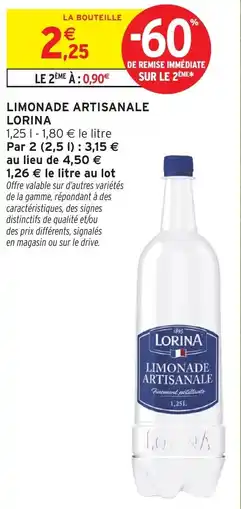 Intermarché Hyper LORINA Limonade artisanale offre
