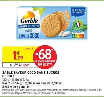 Gerblé SABLÉ SAVOUR COCO SANS SUCRES