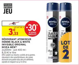 Intermarché Hyper NIVEA MEN DÉODORANT ATOMISEUR HOMME BLACK & WHITE INVISIBLE ORIGINAL offre