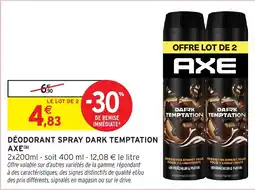 Intermarché Hyper AXE DÉODORANT SPRAY DARK TEMPTATION offre
