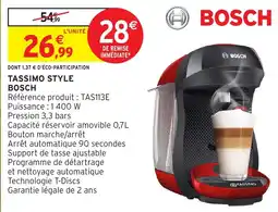 Intermarché Hyper BOSCH TASSIMO STYLE offre