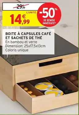 Intermarché Hyper BOITE À CAPSULES CAFÉ ET SACHETS DE THÉ offre