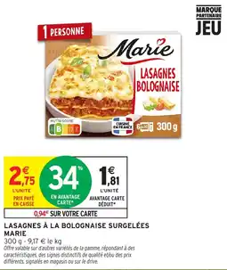 Intermarché Hyper Marie Lasagnes à la bolognaise offre