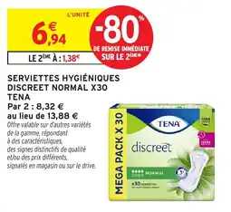 Intermarché Hyper TENA Serviettes hygiéniques discreet normal offre