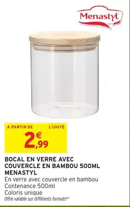 Intermarché Hyper Menastyl Bocal en verre avec couvercle en bambou offre