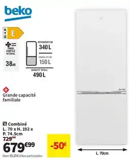 Conforama beko Combinaison réfrigérateur/congélateur offre